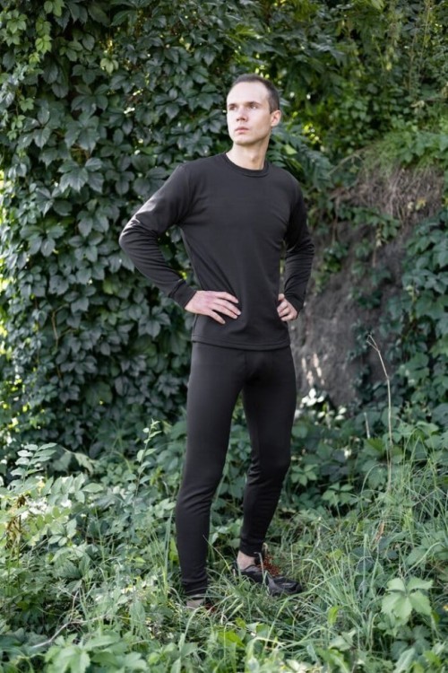 Чоловіча термобілизна зимова на флісі вологовивідна Pobedov Teplo чорне POB_00000005573