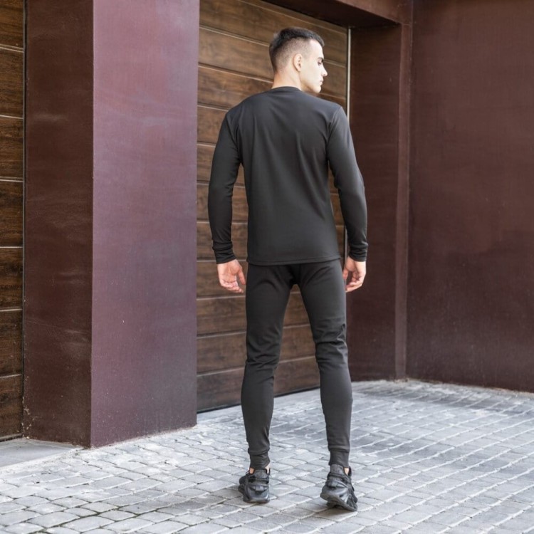 Мужское термобелье зимнее на флисе влагоотводящее Pobedov Teplo черное POB_00000005574