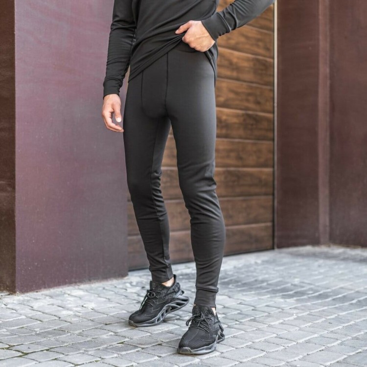 Чоловіча термобілизна зимова на флісі вологовивідна Pobedov Teplo чорне POB_00000005576