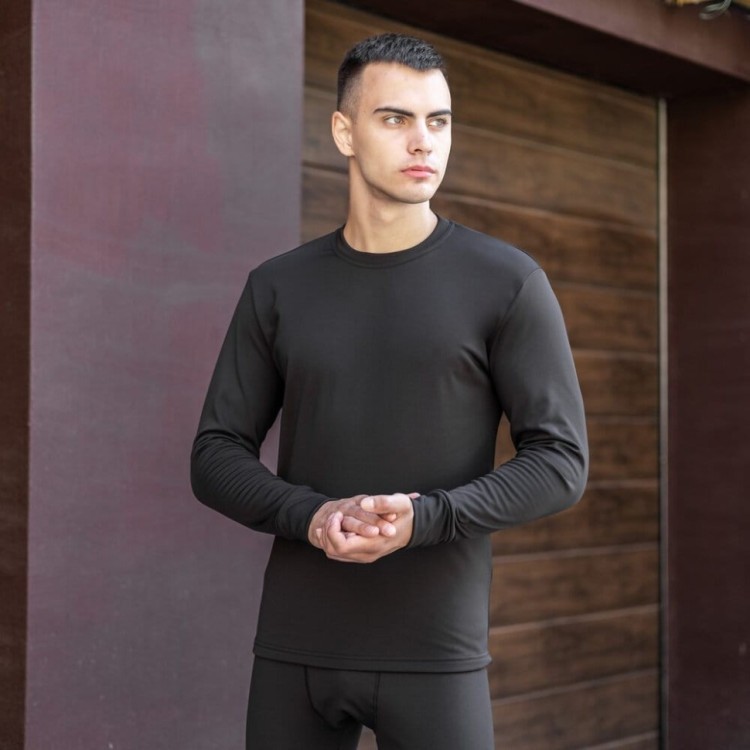 Чоловіча термобілизна зимова на флісі вологовивідна Pobedov Teplo чорне POB_00000005577