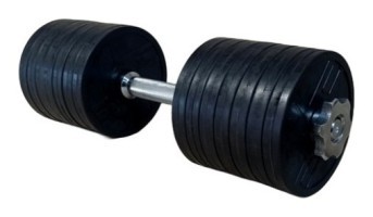 Распродажа! Обрезиненная гантель 18,5 кг (гриф 42 см + 14х1.25 диска)