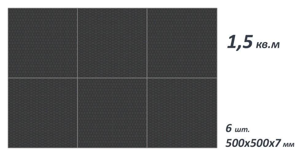 Комплект захисного покриття з литої гуми під лаву, штангу, гантелі, 1х1,5 м RNS_Pol115