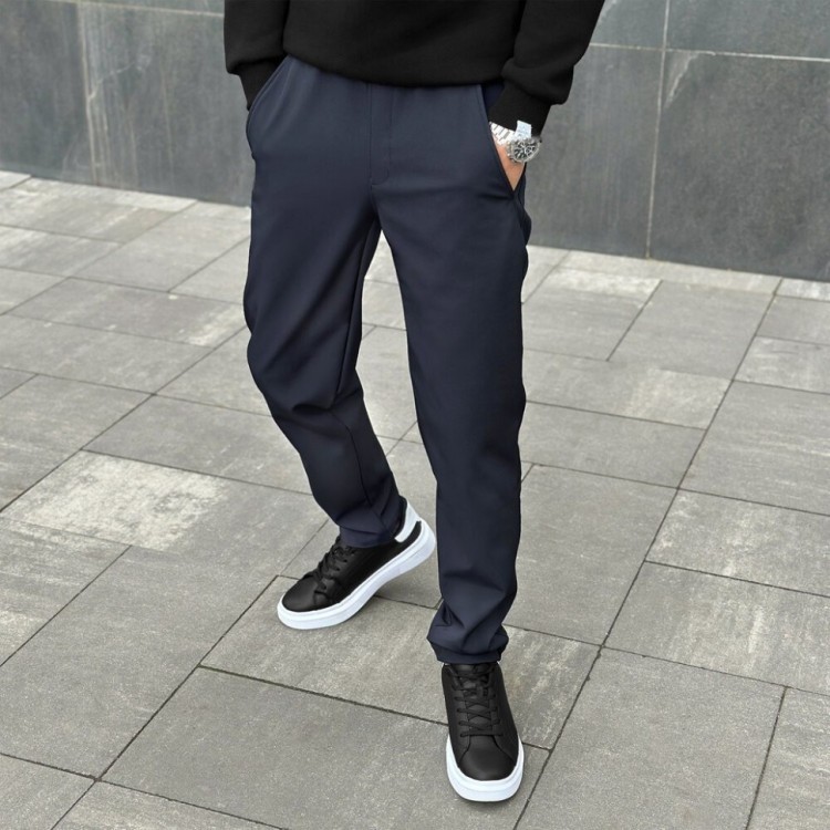 Штани із софтшелу для чоловіків весняні осінні сині Pobedov Point POB_00000007064