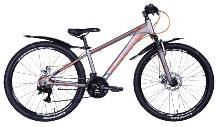Велосипед 26" Discovery BASTION AM DD 2024 (серебристо-оранжевый (м)) OPS-DIS-26-579