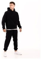 Флісовий зимовий чоловічий костюм Pobedov Mariot. Чорний чоловічий флісовий костюм