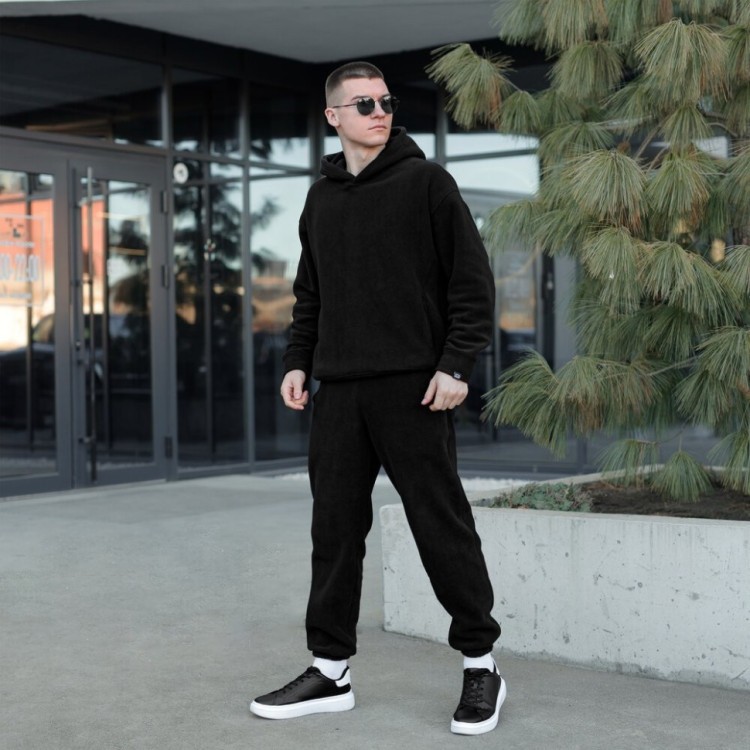 Флісовий зимовий чоловічий костюм Pobedov Mariot. Чорний чоловічий флісовий костюм POB_00000006983