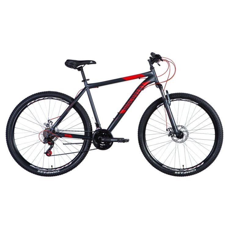 Велосипед 29" Discovery RIDER 2024 (темно-сріблястий з червоним (м)) OPS-DIS-29-178