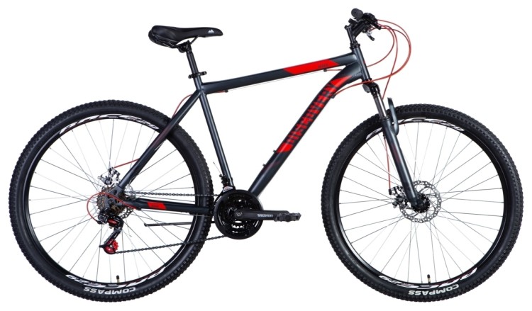 Велосипед 29" Discovery RIDER 2024 (темно-серебристый с красным (м)) OPS-DIS-29-178