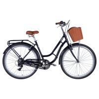 Велосипед AL 28" Dorozhnik CORAL FRW Vbr рама- " с багажником задн St с корзиной Pl с крылом St 2024 (темно-синій)