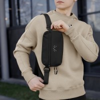 Чоловіча чорна сумка з кишенями на замку Pobedov Practical