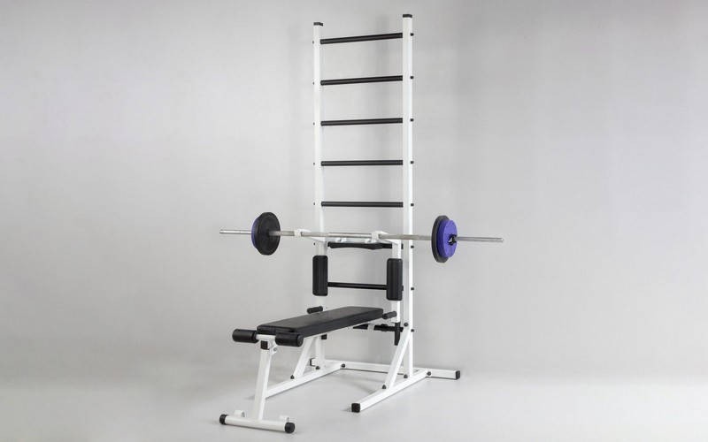 Шведская напольная стенка Универсал + штанга RN-Sport 52 кг RNS_L-6784+50