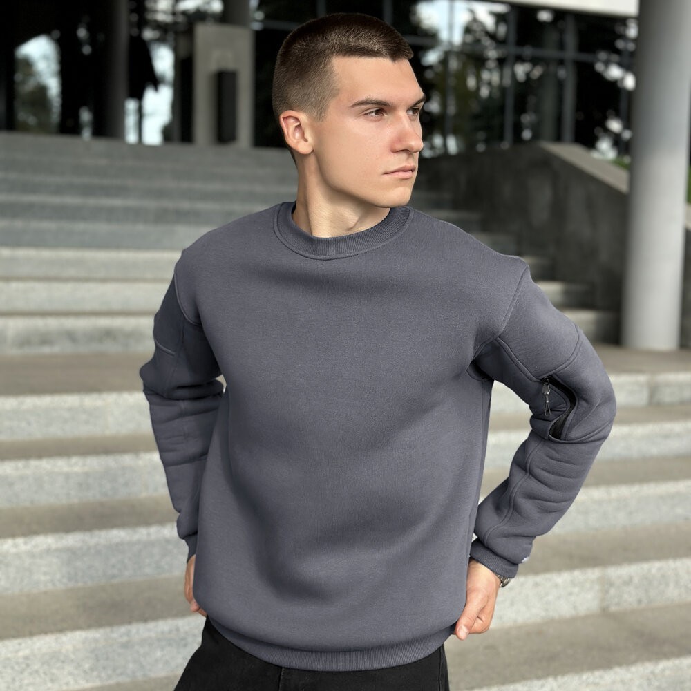 Світшот чоловічий зимовий однотонний сірий Pobedov Apex POB_00000006707