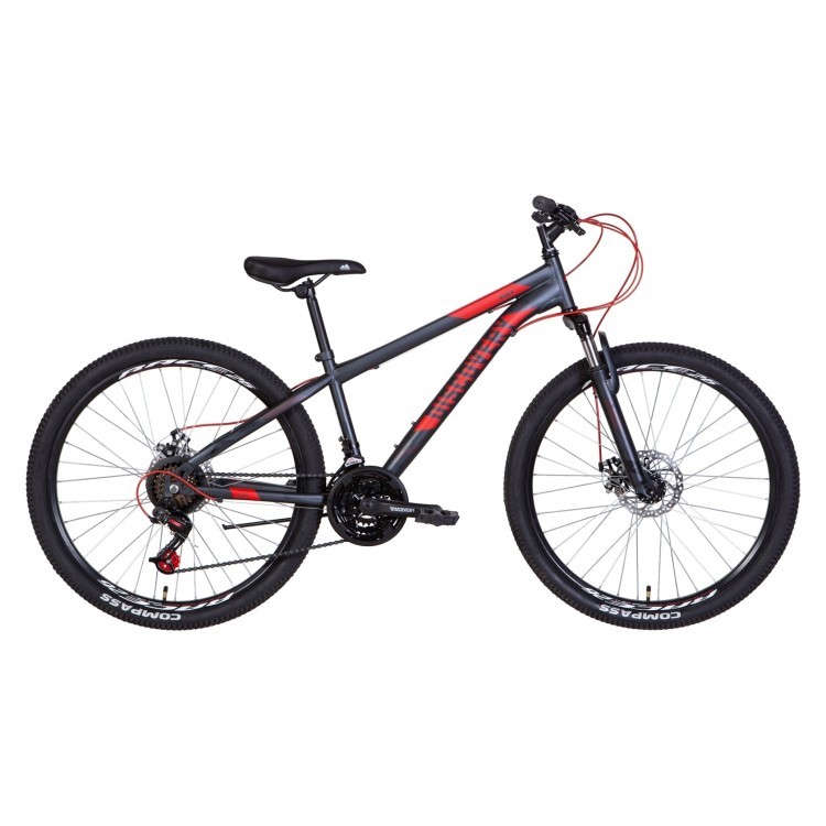 Велосипед 26" Discovery RIDER AM DD 2022 (темно-сріблястий з червоним (м)) OPS-DIS-26-529