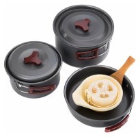 Набір посуду Naturehike 3-4 NH (2 каструлі + кришки + сковорода) carbon (NH15T203-G)