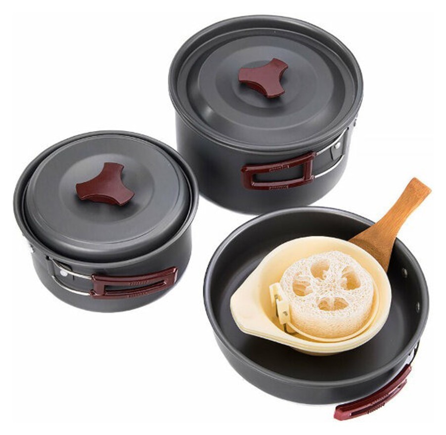 Набір посуду Naturehike 3-4 NH (2 каструлі + кришки + сковорода) carbon (NH15T203-G) FNR_6927595787205