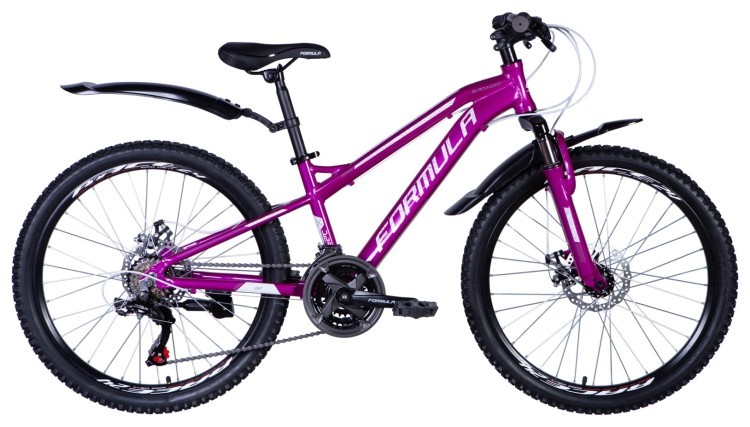 Велосипед AL 24" Formula BLACKWOOD 1.0 DD FR рама-12,5" фиолетовый 2024 крылья, крыло пер., крыло зад., подножка OPS-FR-24-404