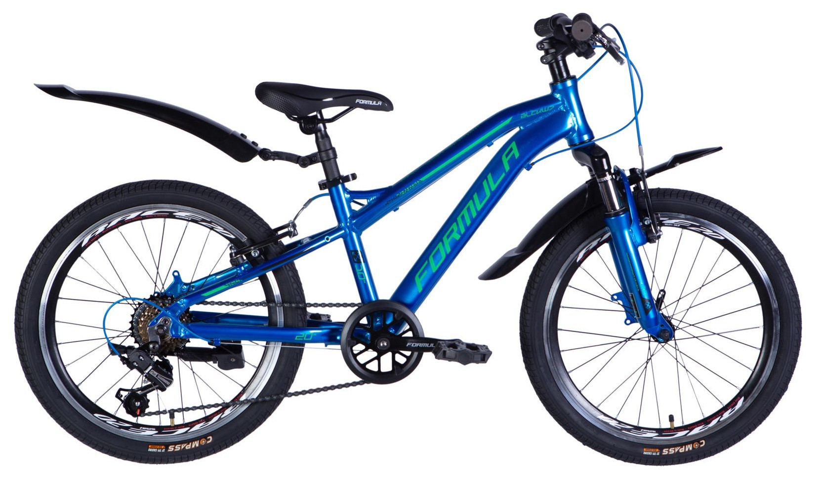 Велосипед уцененный AL 20" Formula BLACKWOOD Vbr FR рама-11" синий с зеленым 2026 STK-FR-20-057