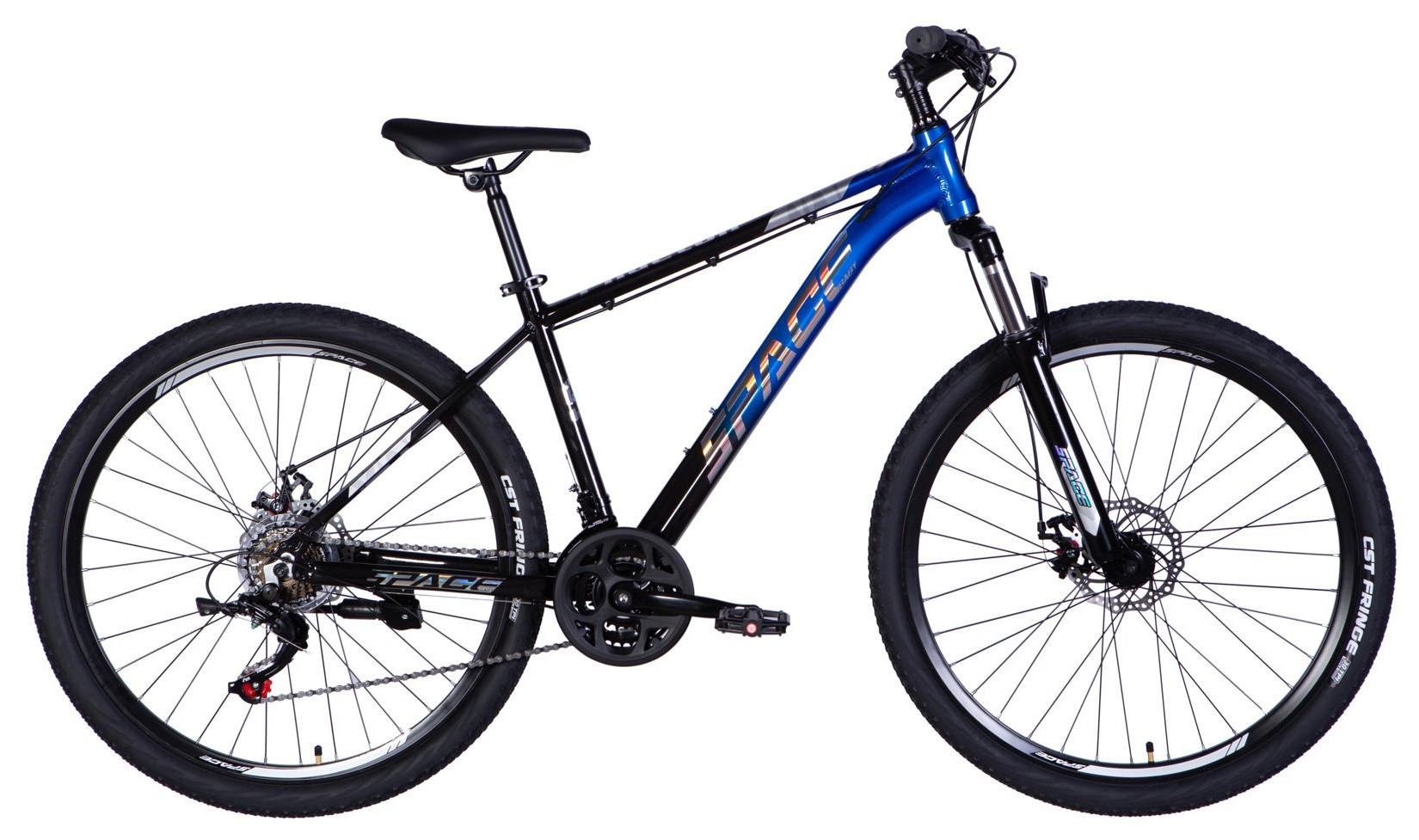 Велосипед AL 27.5" SPACE PHAETON DD FR рама-17" черно-синий 2026 OPS-SP-27.5-081