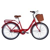 Велосипед ST 26" Dorozhnik LUX планет рама- " с багажником задн St с корзиной Pl с крылом St 2024 (червоний)