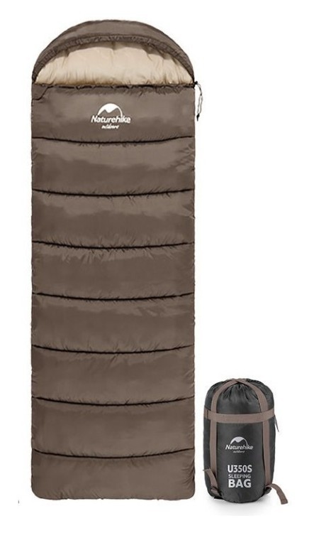 Спальник з капюшоном Naturehike U350S NH20MSD07, (-3°C), лівий, коричневий FNR_6927595764312-L