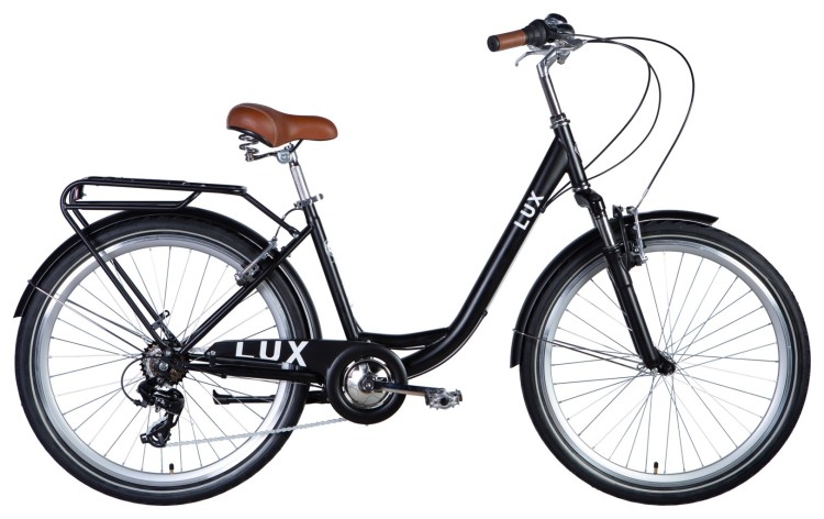 Велосипед уцененный ST 26" Dorozhnik LUX Vbr FR рама-17" черный (матовый) 2024 STK-D-26-279