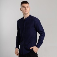 Весняна чоловіча сорочка з довгим рукавом темно-синя Pobedov Orion
