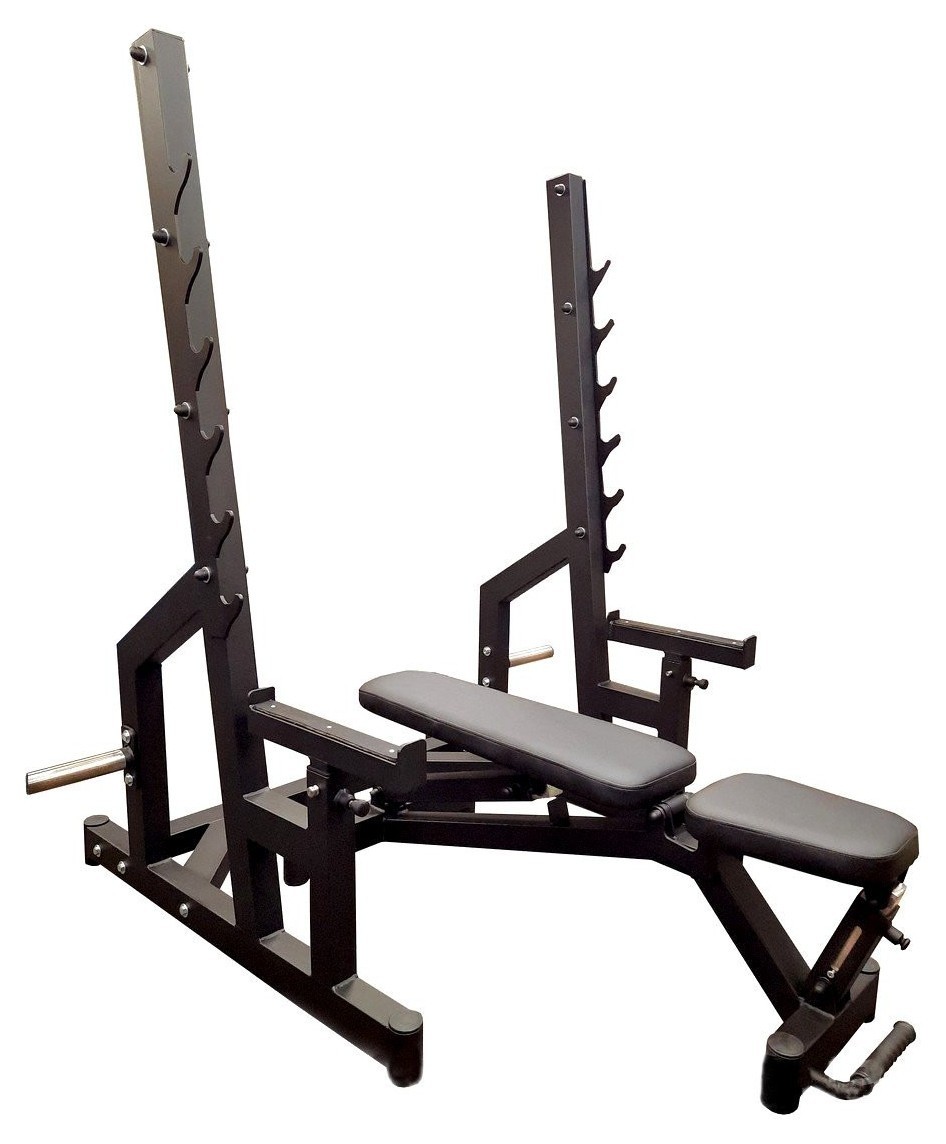 Профессиональная серия! Скамейка для жима и стойки под штангу RN-Sport black rock RNS_BR2021