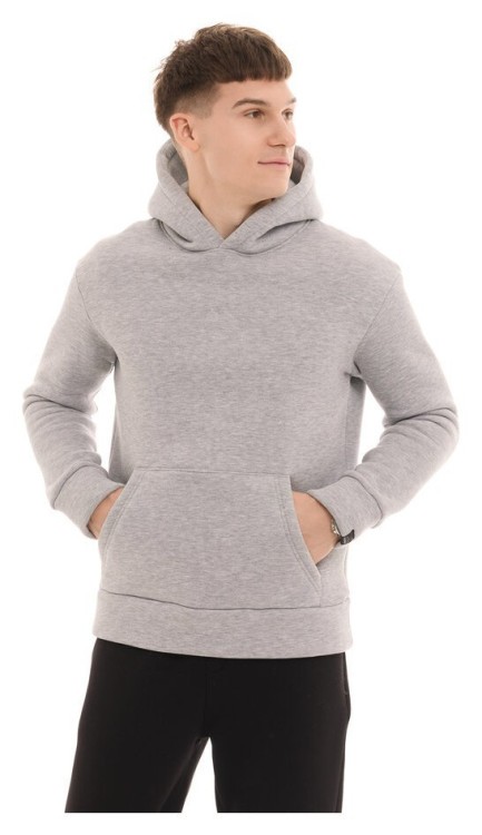 Тепле чоловіче худі на флісі з капюшоном сіре меланжеве Pobedov 008 ЗИМА POB_00000007055