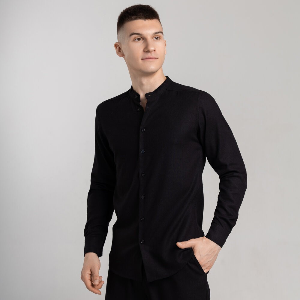 Сорочка чоловіча з довгим рукавом чорна Pobedov Orion POB_00000006152