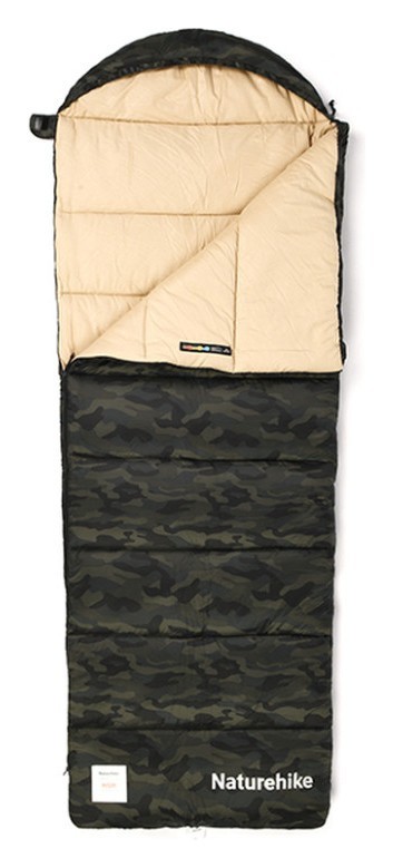 Спальный мешок с капюшоном Naturehike M320 CNK2350WS023, зеленый камуфляж, левый FNR_6975641889199
