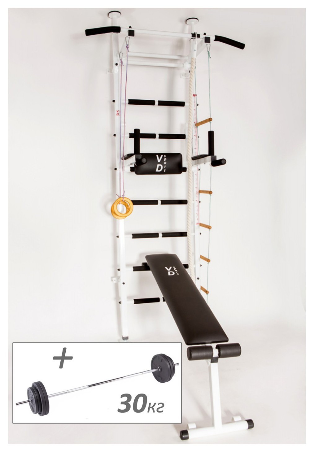 Шведская стенка со съемным турником RN-Sport Demix + Штанга (30 кг) RNS_Demos Mix_30kg
