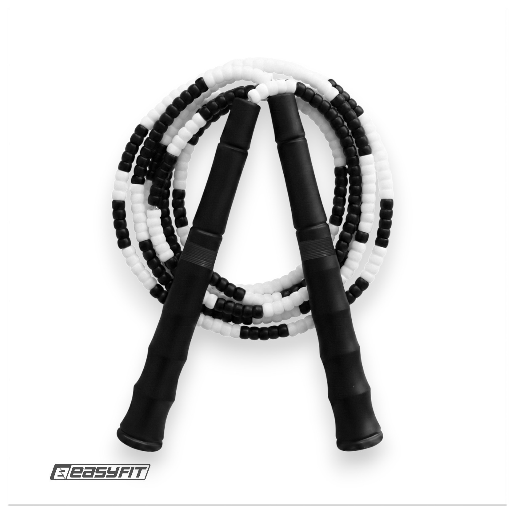 Бисерная скакалка EasyFit FreeRope 2,7м (черно-белая) EFIT_EF-2820-BKW