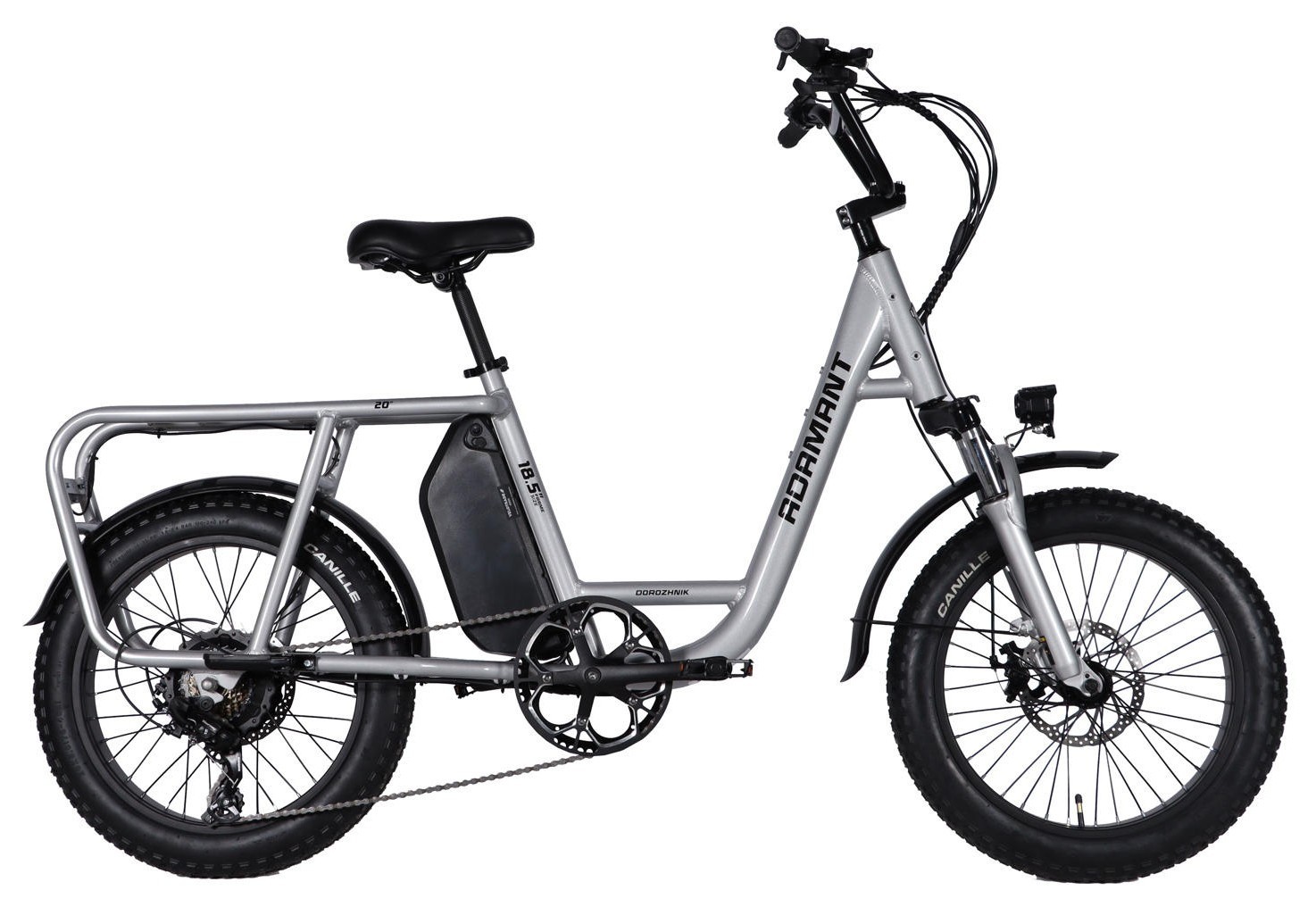 Велосипед з електроприводом 20" AL Dorozhnik ADAMANT DD FR рама-18,5" 48B 17.5А*г 500Вт срiблястий 2026 ELB-D-20-076