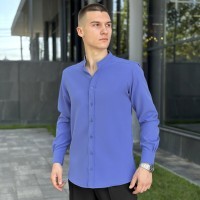 Блакитна сорочка для чоловіків з довгим рукавом з ґудзиками Pobedov Legend