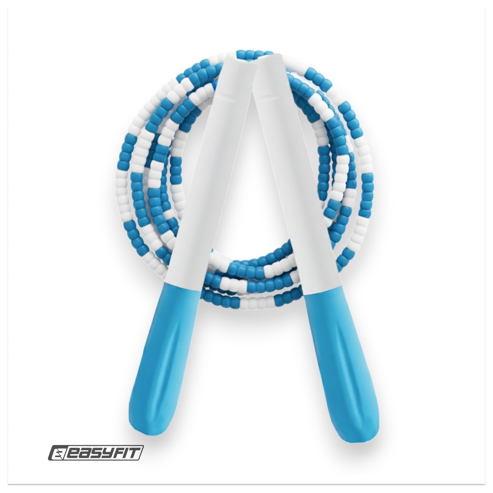 Бисерная скакалка EasyFit FreeRope 2,7м (бело-голубая) EFIT_EF-2820-BLW