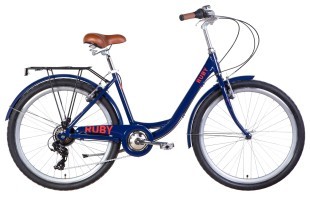 Велосипед уцінений AL 26" Dorozhnik RUBY Vbr рама-17" темно-синій з багажником зад St, з крилом St 2022