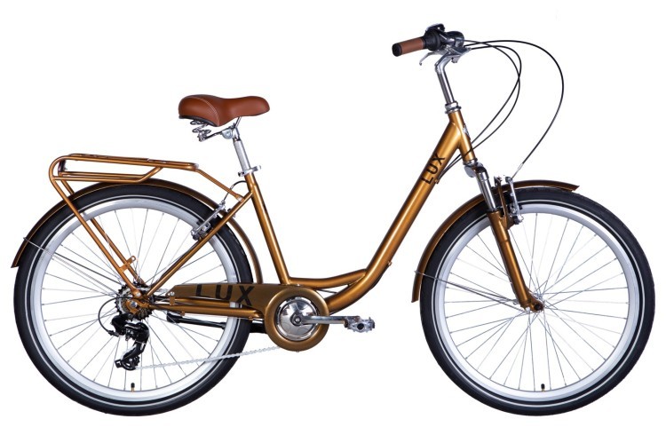Велосипед уцененный ST 26" Dorozhnik LUX Vbr FR рама-17" бронзовый 2024 крылья, крыло пер., крыло зад., подножка, колокольчик STK-D-26-265