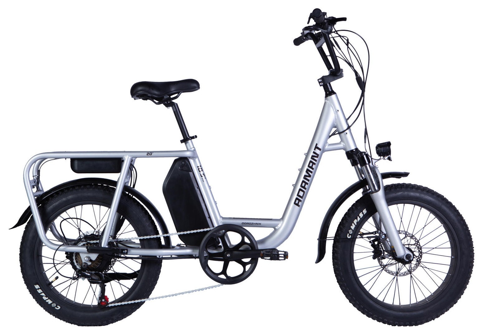 Велосипед з електроприводом 20" AL Dorozhnik ADAMANT HDD рама-18,5" 48B 17.5А*г 750Вт срiблястий 2026 ELB-D-20-078