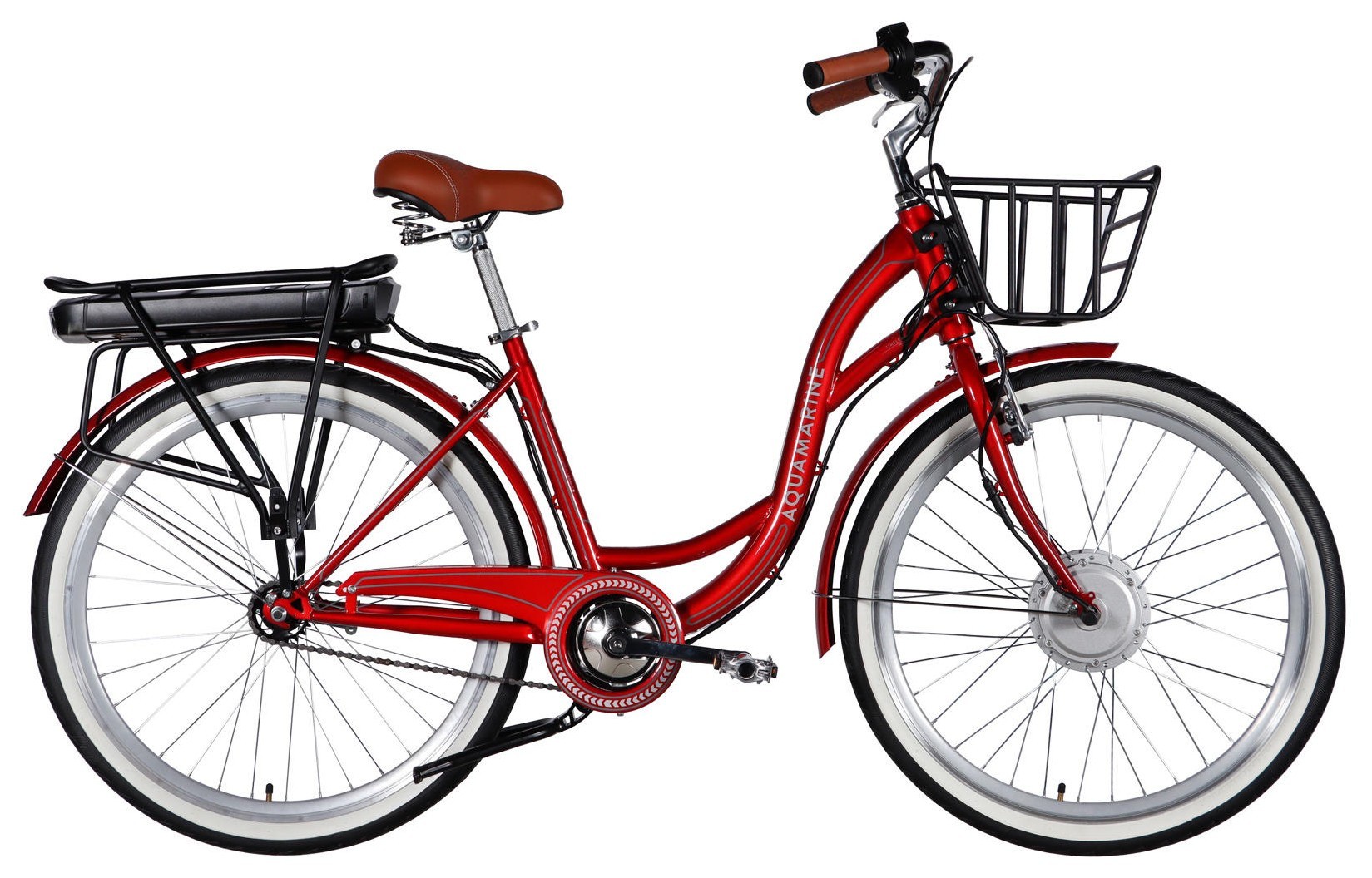 Велосипед уцінений з електроприводом 26" ST Dorozhnik eAQUAMARINE BH рама-17" 36B 13А*г 500Вт бордовий YS 2476 з кошиком 2026 STK-D-26-448