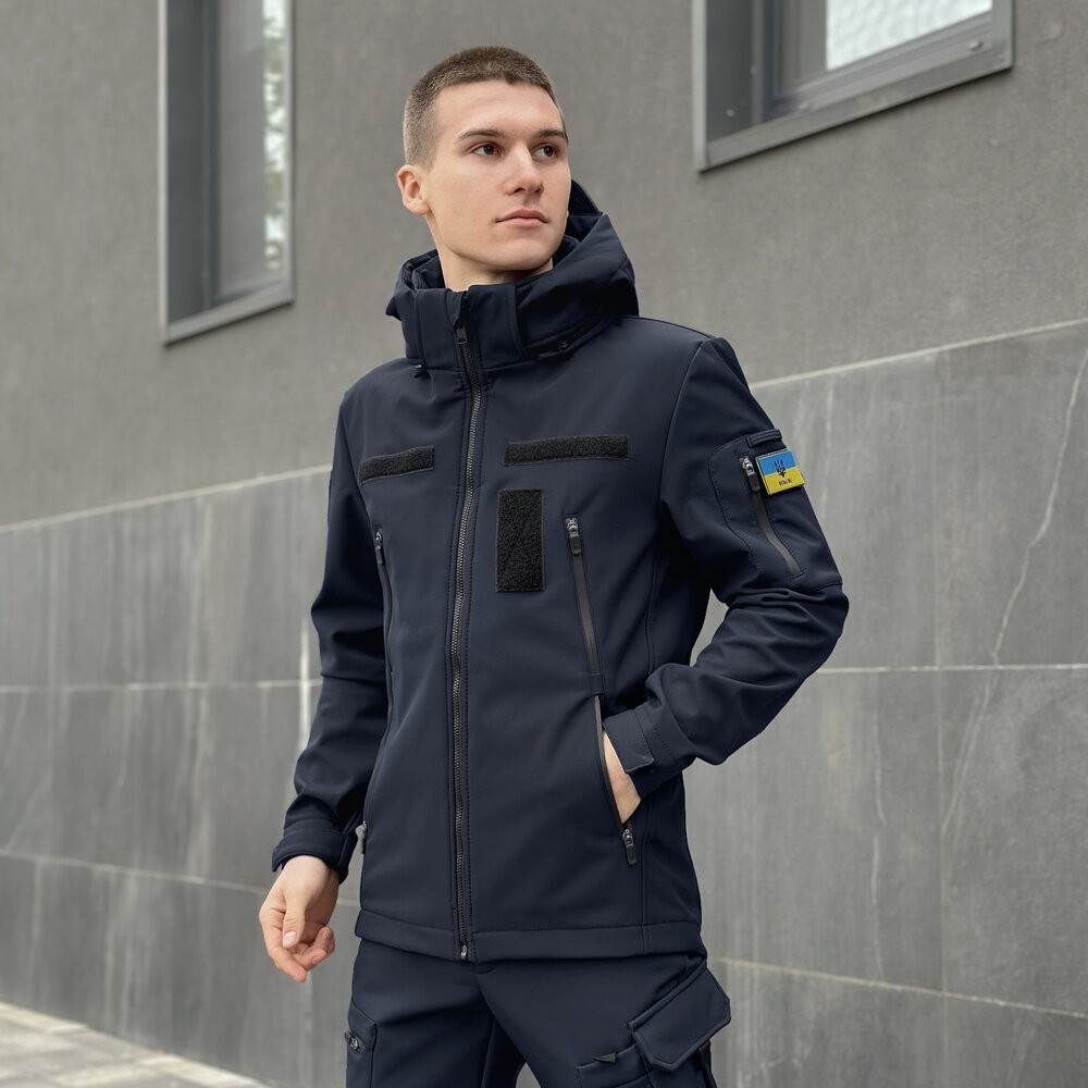 Темно-синя чоловіча демісезонна куртка Pobedov Motive із липучками POB_00000006835