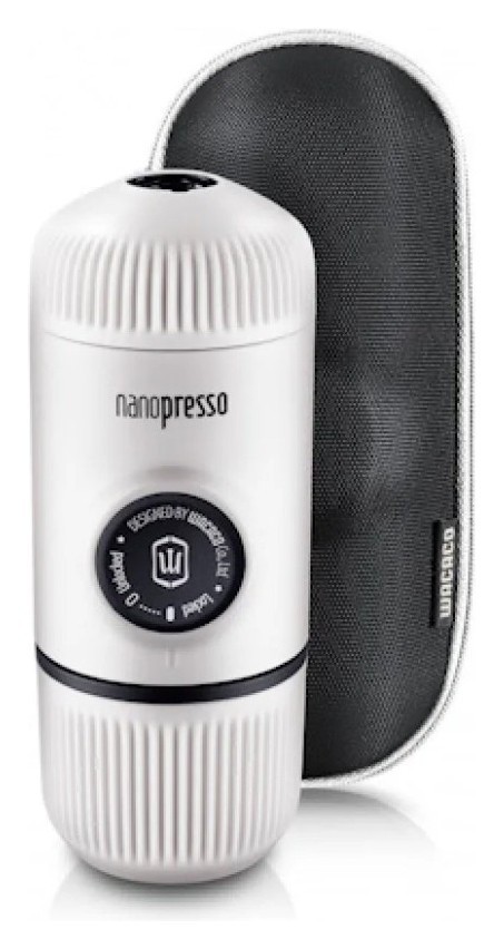 Портативна еспресо-кавоварка Wacaco Nanopresso біла з чохлом, механічна, для меленої кави FNR_WNANOWH