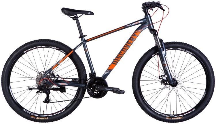 Велосипед AL 27,5" Discovery BASTION DD CS рама-17" серо-оранжевый 2025 OPS-DIS-27,5-009