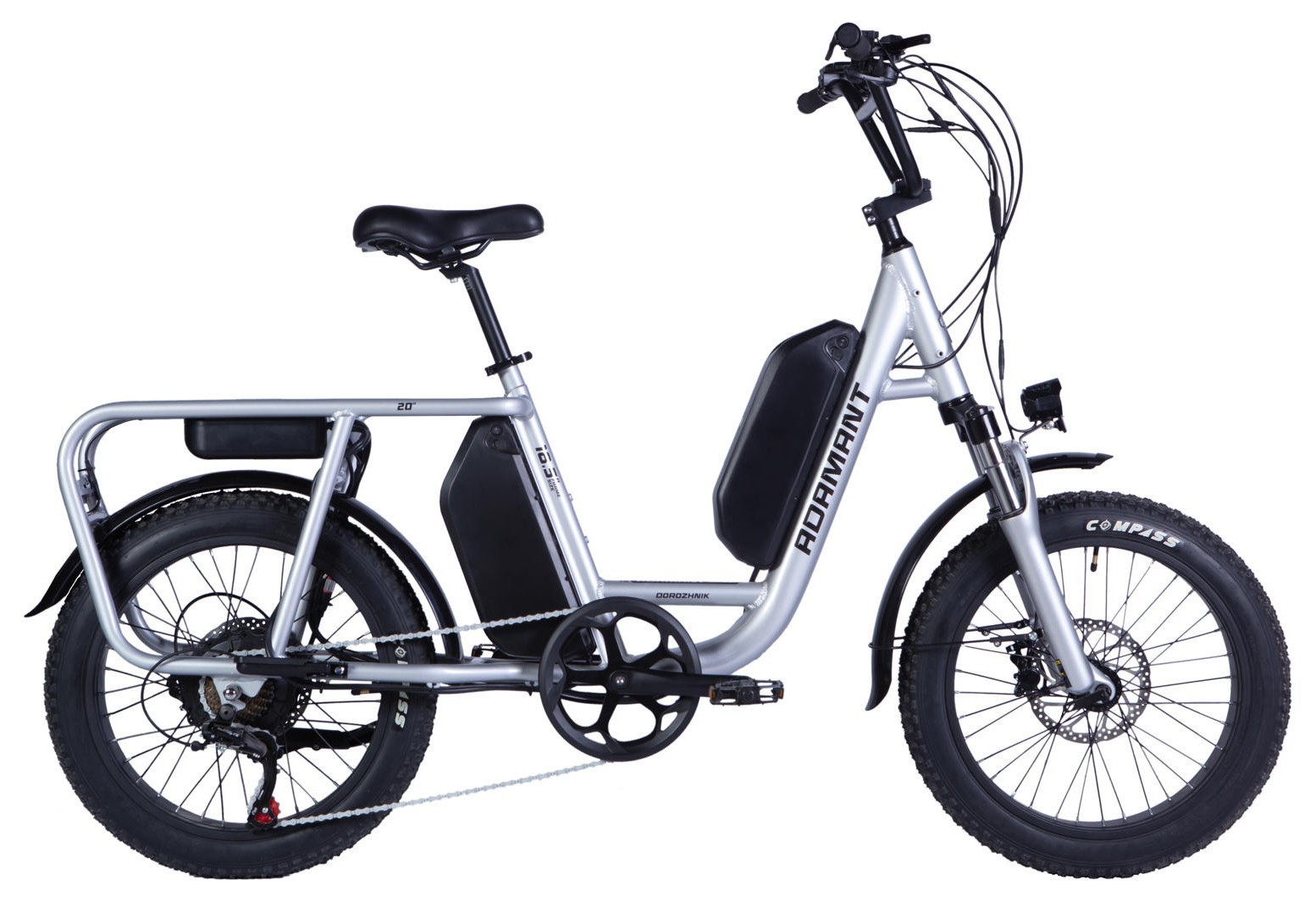 Велосипед з електроприводом 20" AL Dorozhnik ADAMANT HDD рама-18,5" 48B 17.5+12.5А*г 1000Вт срiблястий 2026 ELB-D-20-080