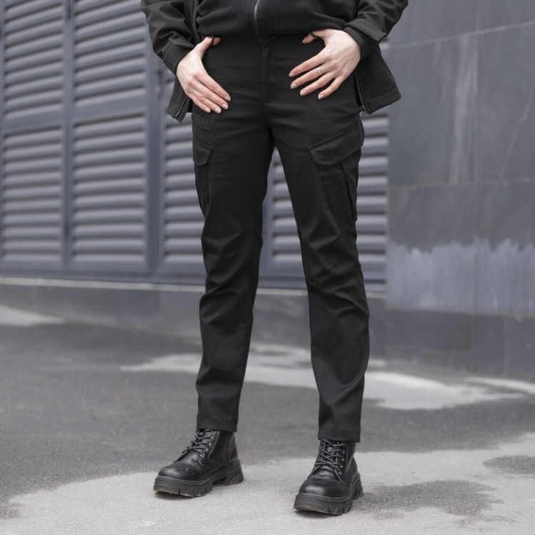 Штани-карго тактичні чорні для жінок Pobedov Tactical V2 Жіночі POB_00000005980