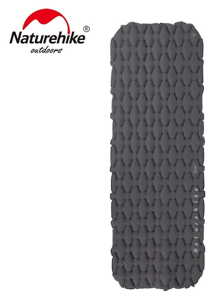 Матрац туристичний надувний одномісний Naturehike FC-10 NH19Z001-P, 195х59х65 мм, графітовий для кемпінгу FNR_6927595735336
