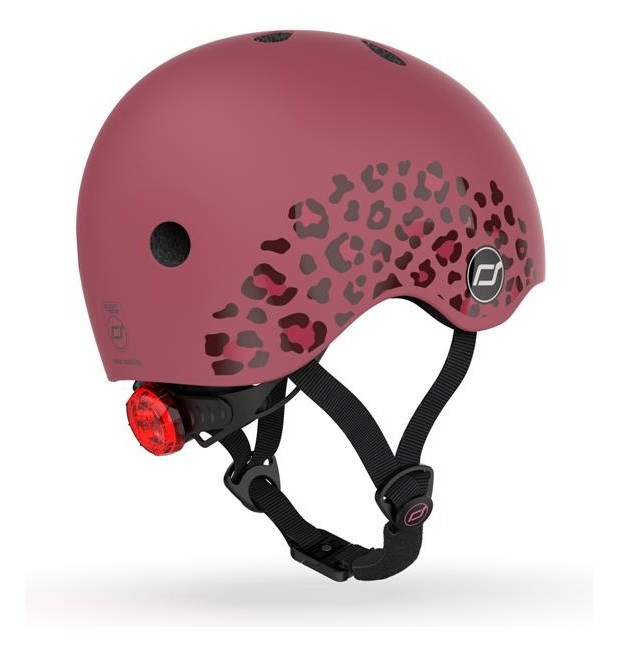 Шлем защитный детский Scoot and Ride, вишневый с фонариком 45-51см DWT_SR-181206-WILDCAT