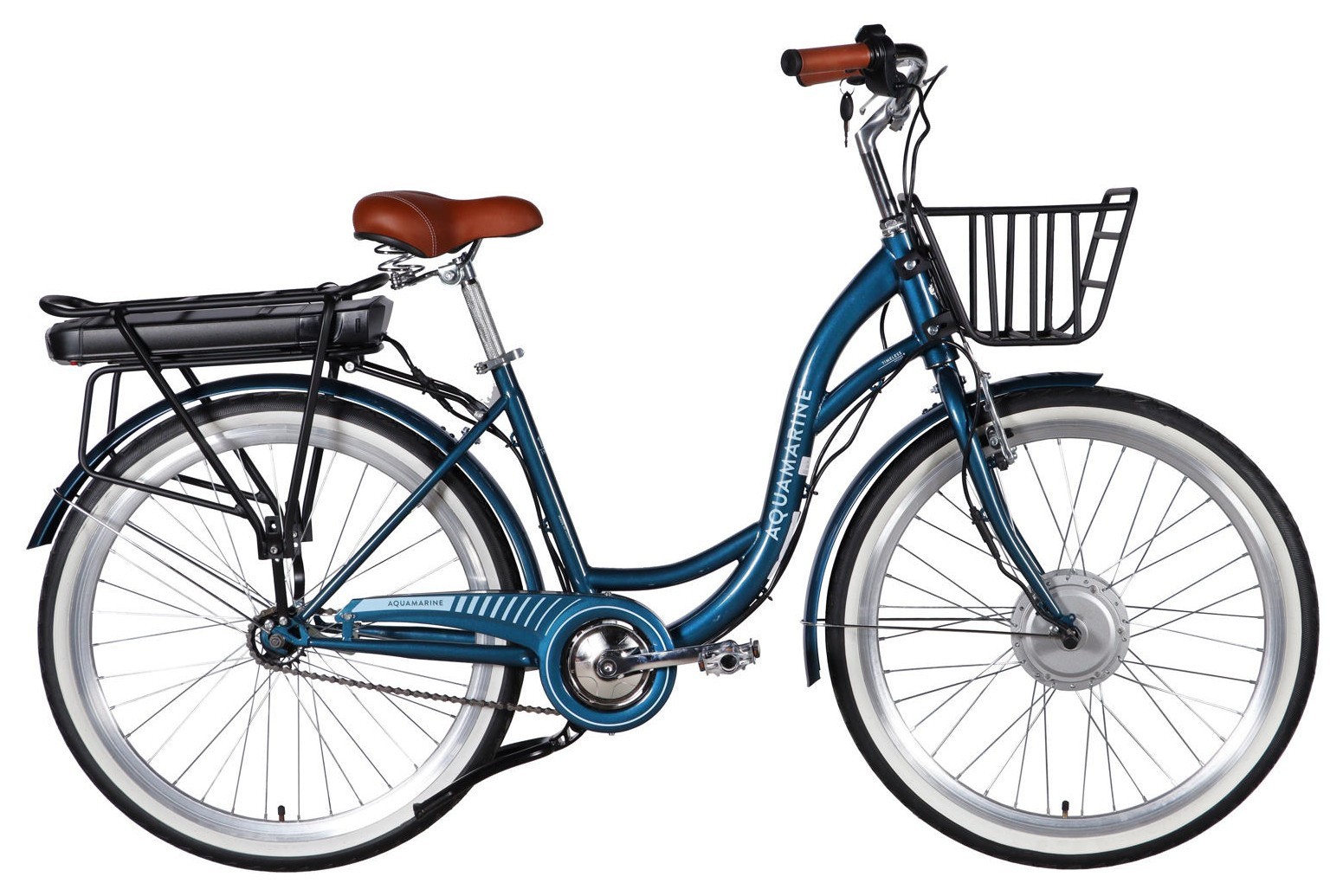 Велосипед з електроприводом 26" ST Dorozhnik eAQUAMARINE BH рама-17" 36B 13А*г 500Вт темно-синій з кошиком 2026 ELB-D-26-294