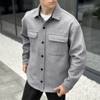 Тепла чоловіча сорочка Pobedov Mars. Сорочка-пальто осіння сіра