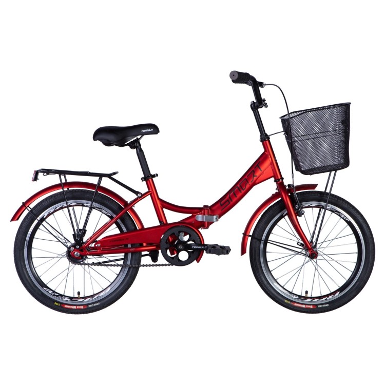 Велосипед ST 20" Formula SMART Vbr рама- с багажником задн St с корзиной Pl с крылом St 2024 (червоний (м)) OPS-FR-20-097