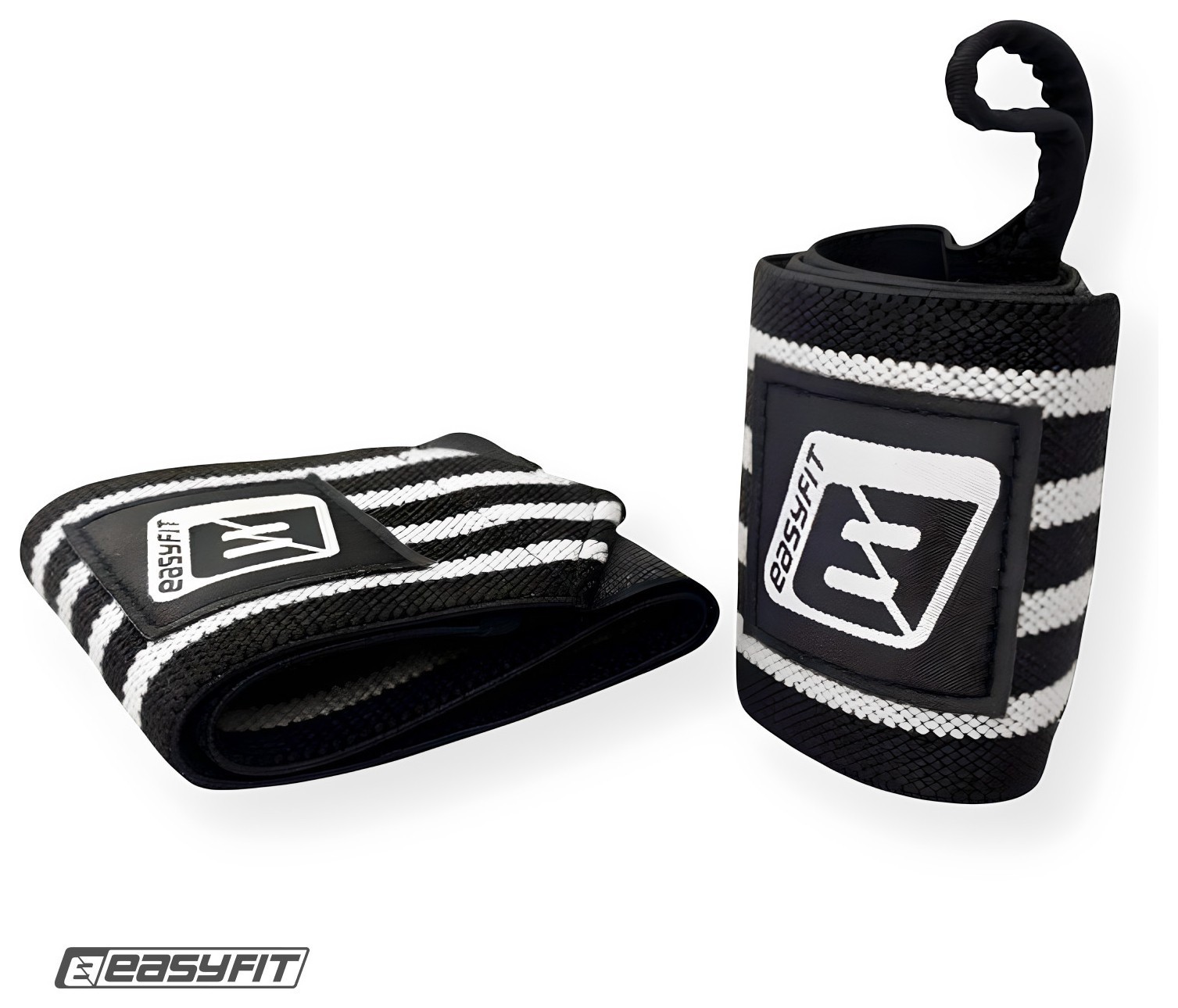 Кистьові бинти EasyFit 50х8 см фіксатор на зап'ястя (чорно-білі) EFIT_EF-0060-GY